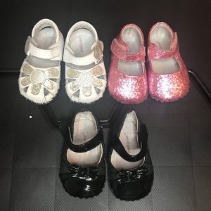 3 Pairs Pediped Soft Mary Jane Dress Shoes 0-6 mo
